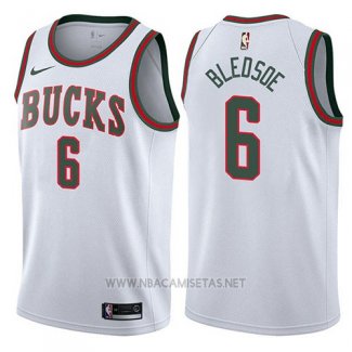 Camiseta Milwaukee Bucks Eric Bledsoe NO 6 Classic 2017-18 Blanco