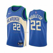 Camiseta Milwaukee Bucks Khris Middleton NO 22 Ciudad 2023-24 Azul