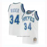 Camiseta Minnesota Timberwolves Isaiah Rider NO 34 Mitchell & Ness 1995-96 Blanco