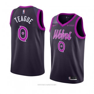 Camiseta Minnesota Timberwolves Jeff Teague NO 0 Ciudad 2018-19 Violeta