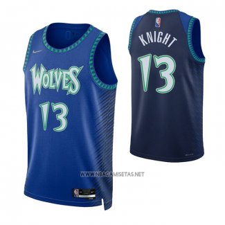 Camiseta Minnesota Timberwolves Nathan Knight NO 13 Ciudad 2021-22 Azul