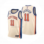 Camiseta New York Knicks Jalen Brunson NO 11 Ciudad 2025-26 Crema