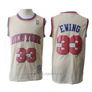 Camiseta New York Knicks Patrick Ewing NO 33 Retro Crema
