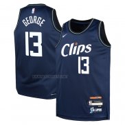 Camiseta Nino Los Angeles Clippers Paul George NO 13 Ciudad 2023-24 Azul