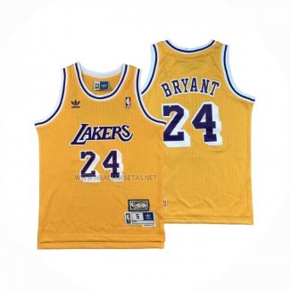 Camiseta Nino Los Angeles Lakers Kobe Bryant NO 24 Hardwood Classic Amarillo