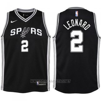 Camiseta Nino San Antonio Spurs Kawhi Leonard NO 2 2017-18 Negro