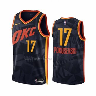 Camiseta Oklahoma City Thunder Aleksej Pokusevski NO 17 Ciudad 2023-24 Negro