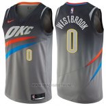 Camiseta Oklahoma City Thunder Russell Westbrook NO 0 Ciudad Gris