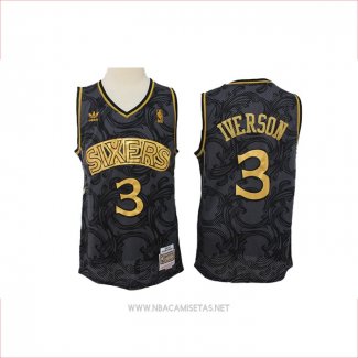 Camiseta Philadelphia 76ers Allen Iverson NO 3 Hardwood Classics Negro