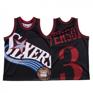 Camiseta Philadelphia 76ers Allen Iverson NO 3 Mitchell & Ness Big Face Negro