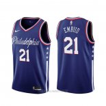 Camiseta Philadelphia 76ers Joel Embiid NO 21 Ciudad 2019-20 Azul