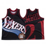 Camiseta Philadelphia 76ers Joel Embiid NO 21 Mitchell & Ness Big Face Negro