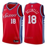 Camiseta Philadelphia 76ers Marco Belinelli NO 18 Statement 2017-18 Rojo