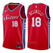 Camiseta Philadelphia 76ers Marco Belinelli NO 18 Statement 2017-18 Rojo