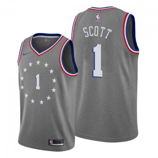 Camiseta Philadelphia 76ers Mike Scott NO 1 Ciudad Gris