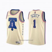 Camiseta Philadelphia 76ers Mike Scott NO 1 Earned 2020-21 Crema