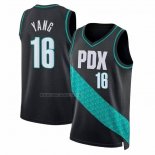 Camiseta Portland Trail Blazers Hansen Yang NO 16 Ciudad 2025-26 Negro