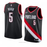 Camiseta Portland Trail Blazers Rodney Hood NO 5 Icon 2018 Negro