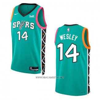 Camiseta San Antonio Spurs Blake Wesley NO 14 Ciudad 2022-23 Verde