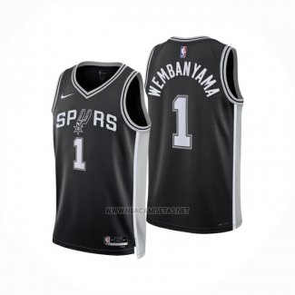 Camiseta San Antonio Spurs Victor Wembanyama NO 1 Icon 2024-25 Negro