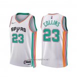 Camiseta San Antonio Spurs Zach Collins NO 23 Ciudad 2021-22 Blanco
