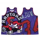 Camiseta Toronto Raptors Hakeem Olajuwon NO 34 Mitchell & Ness Big Face Violeta