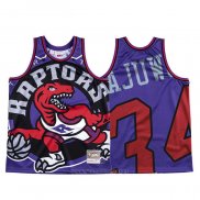 Camiseta Toronto Raptors Hakeem Olajuwon NO 34 Mitchell & Ness Big Face Violeta