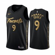 Camiseta Toronto Raptors Serge Ibaka NO 9 Ciudad Edition Negro