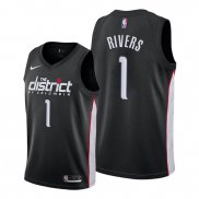 Camiseta Washington Wizards Austin Rivers NO 1 Ciudad Edition Negro