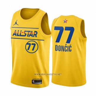 Camiseta All Star 2021 Dallas Mavericks Luka Doncic NO 77 Oro