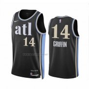 Camiseta Atlanta Hawks Aj Griffin NO 14 Ciudad 2023-24 Negro