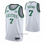 Camiseta Boston Celtics Jaylen Brown NO 7 75th Anniversary Blanco