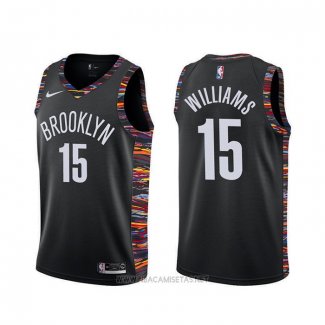 Camiseta Brooklyn Nets Alan Williams NO 15 Ciudad Negro