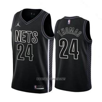 Camiseta Brooklyn Nets Cam Thomas NO 24 Statement 2022-23 Negro