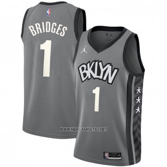 Camiseta Brooklyn Nets Mikal Bridges NO 1 Statement Gris