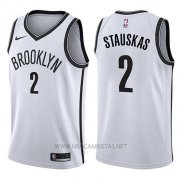 Camiseta Brooklyn Nets Nik Stauskas NO 2 Association 2017-18 Blanco