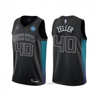 Camiseta Charlotte Hornets Cody Zeller NO 40 Ciudad Negro