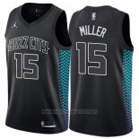 Camiseta Charlotte Hornets Miller NO 15 Ciudad 2017-18 Negro