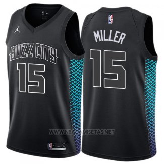 Camiseta Charlotte Hornets Miller NO 15 Ciudad 2017-18 Negro