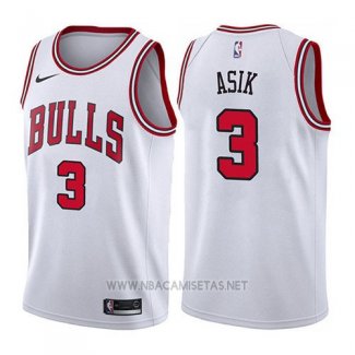 Camiseta Chicago Bulls Omer Asik NO 3 Association 2017-18 Blanco