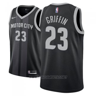 Camiseta Detroit Pistons Blake Griffin NO 23 Ciudad 2018-19 Negro