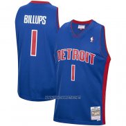 Camiseta Detroit Pistons Chauncey Billups NO 1 Mitchell & Ness 2003-04 Azul