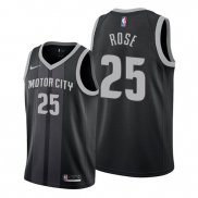 Camiseta Detroit Pistons Derrick Rose NO 25 Ciudad Negro