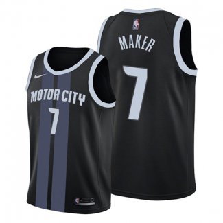 Camiseta Detroit Pistons Thon Maker NO 7 Ciudad Negro