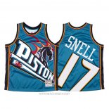 Camiseta Detroit Pistons Tony Snell NO 17 Mitchell & Ness Big Face Azul