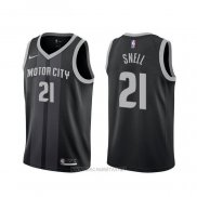 Camiseta Detroit Pistons Tony Snell NO 21 Ciudad 2019-20 Negro