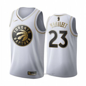 Camiseta Golden Edition Toronto Raptors Fred Vanvleet NO 23 Blanco