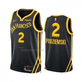 Camiseta Golden State Warriors Brandin Podziemski NO 2 Ciudad 2023-24 Negro