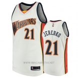 Camiseta Golden State Warriors Jonas Jerebko NO 21 2009-10 Hardwood Classics Blanco