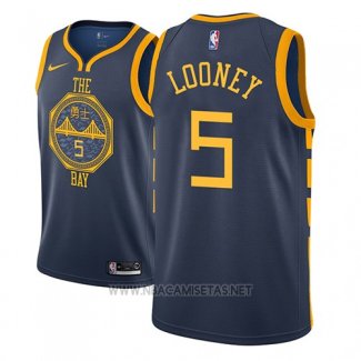 Camiseta Golden State Warriors Kevon Looney NO 5 Ciudad 2018-19 Azul